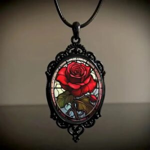 Gothic Oval Rose Necklace For Women