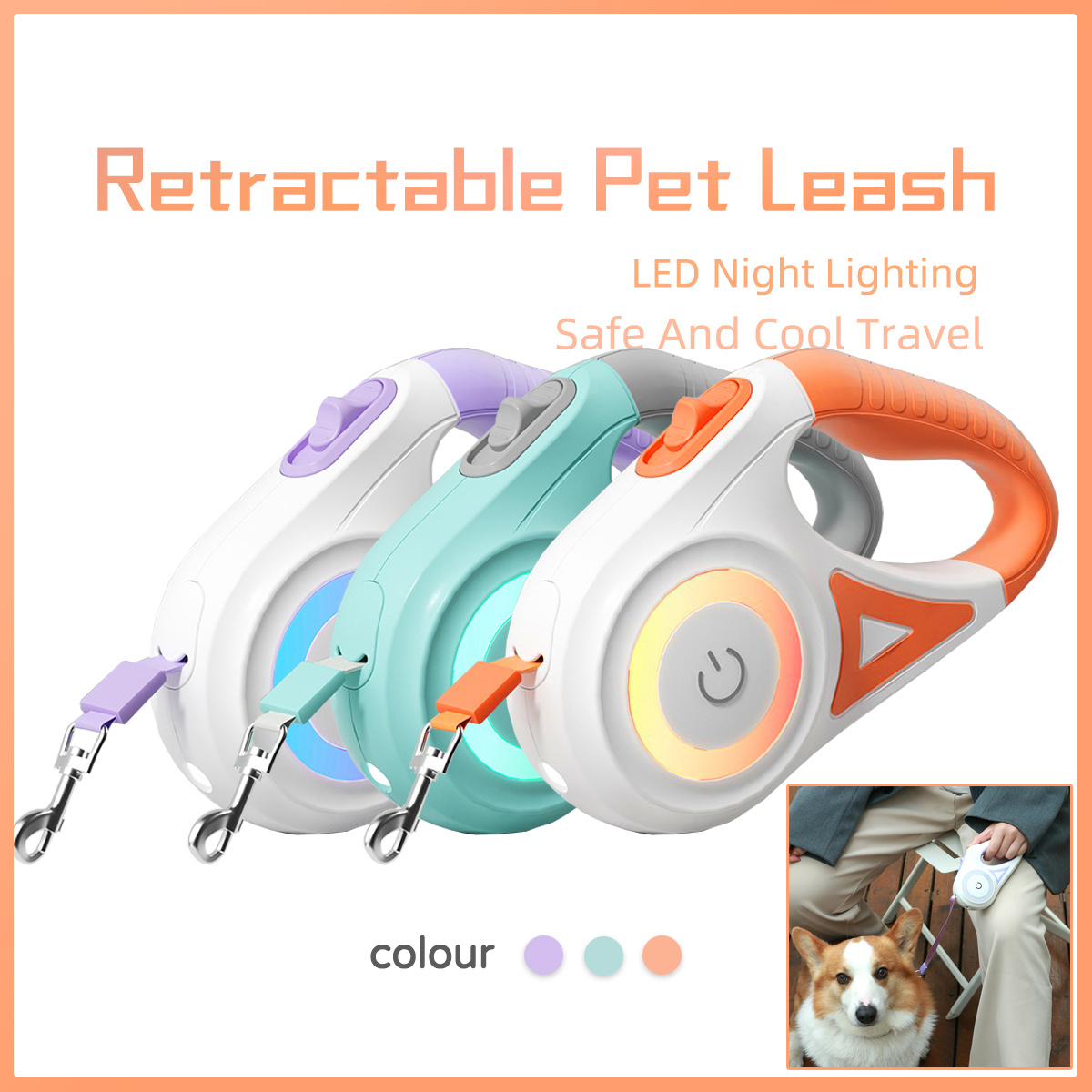 Dog Leash Retractable Leash And Dog Collar Spotlight Automatic Pet Dog Cat Traction Rope For Small Medium Dogs Pet Product - Image 10