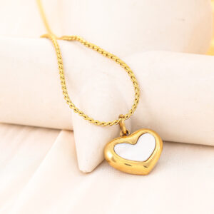 Heart-shaped Mother Shell Pendant Titanium Steel Necklace